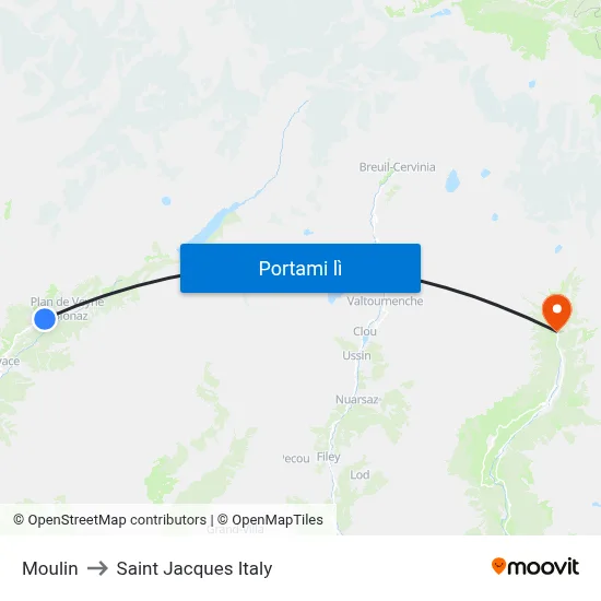 Moulin to Saint Jacques Italy map