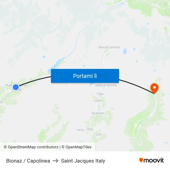 Bionaz / Capolinea to Saint Jacques Italy map