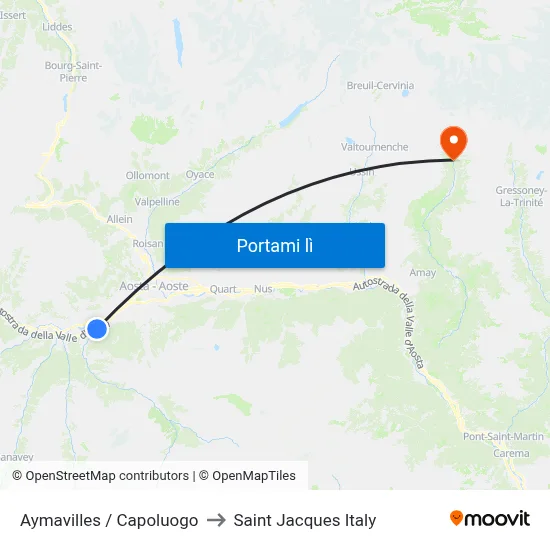 Aymavilles / Capoluogo to Saint Jacques Italy map