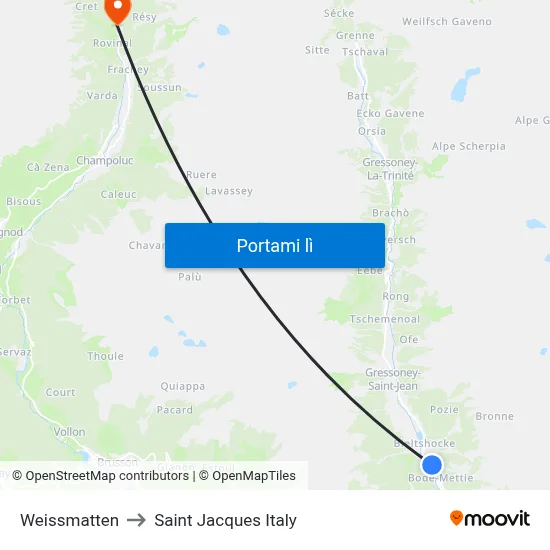 Weissmatten to Saint Jacques Italy map