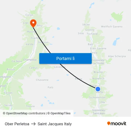 Ober Perletoa to Saint Jacques Italy map