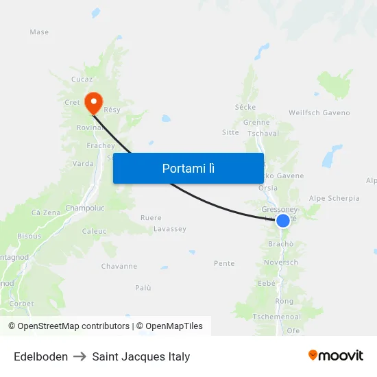 Edelboden to Saint Jacques Italy map