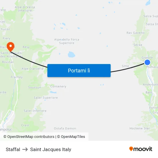 Staffal to Saint Jacques Italy map