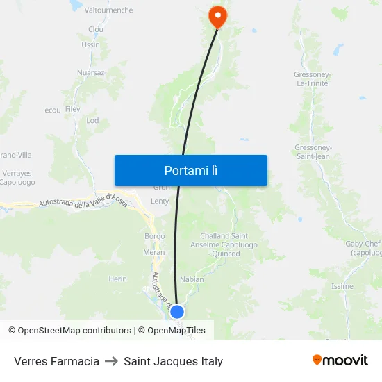 Verres Farmacia to Saint Jacques Italy map