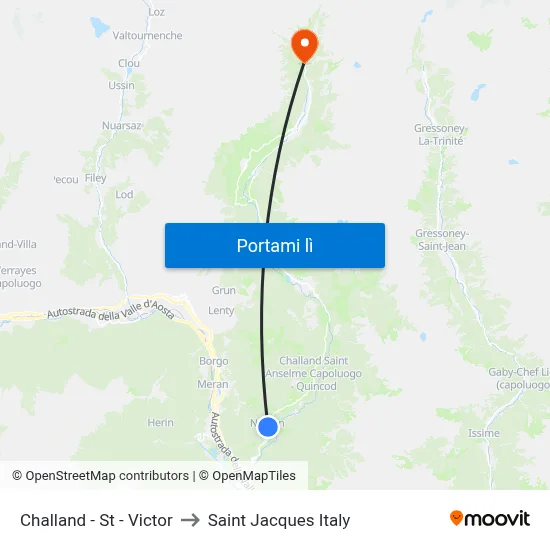 Challand - St - Victor to Saint Jacques Italy map