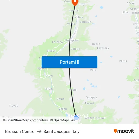 Brusson Centro to Saint Jacques Italy map