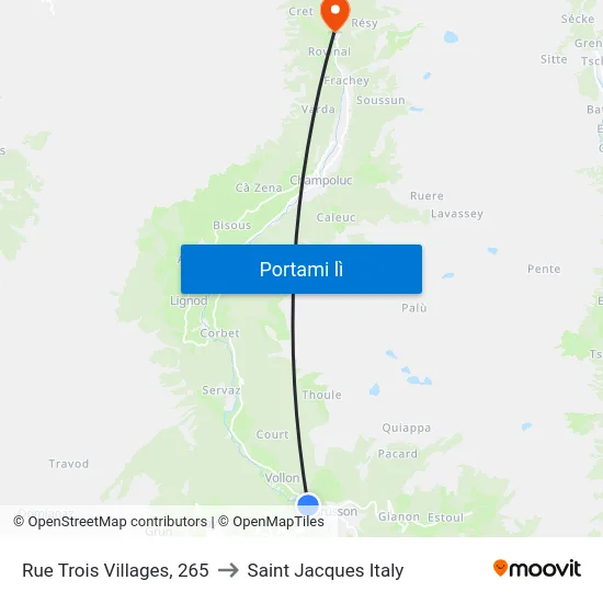 Rue Trois Villages, 265 to Saint Jacques Italy map