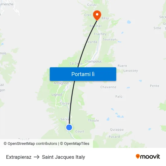 Extrapieraz to Saint Jacques Italy map