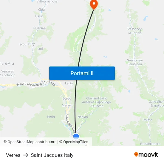 Verres to Saint Jacques Italy map