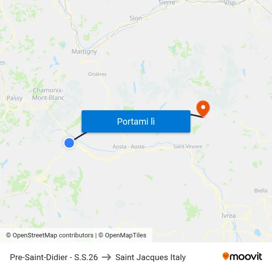 Pre-Saint-Didier - S.S.26 to Saint Jacques Italy map