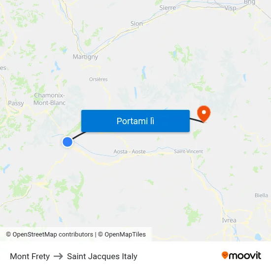 Mont Frety to Saint Jacques Italy map