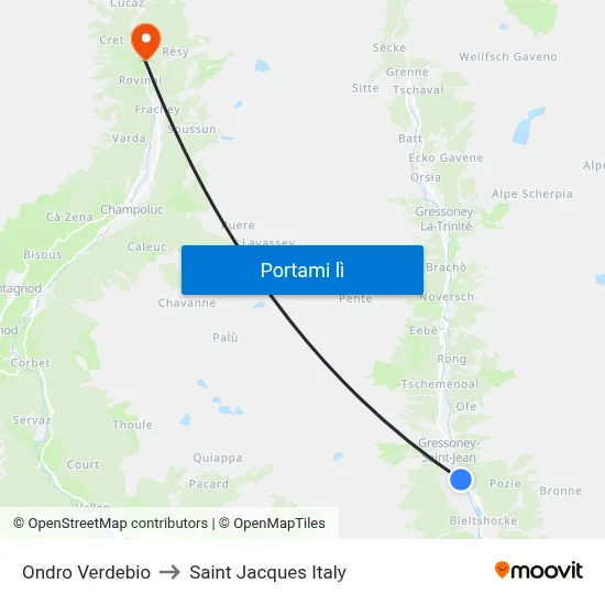 Ondro Verdebio to Saint Jacques Italy map