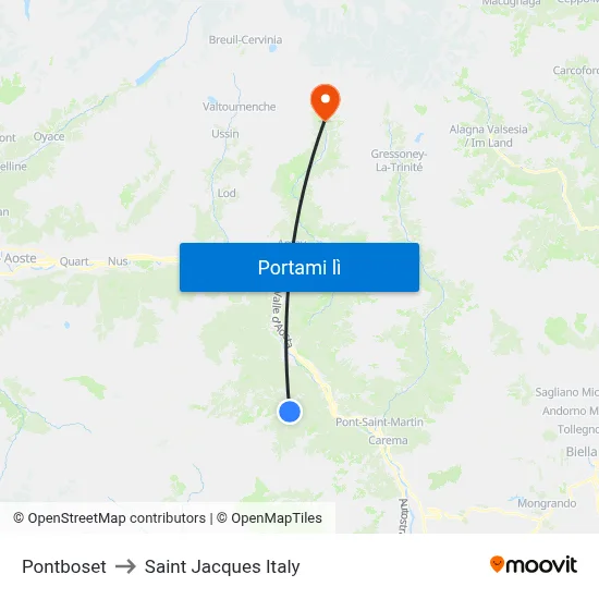 Pontboset to Saint Jacques Italy map