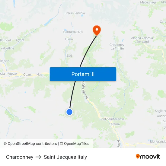 Chardonney to Saint Jacques Italy map