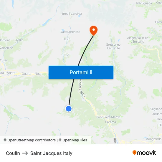 Coulin to Saint Jacques Italy map