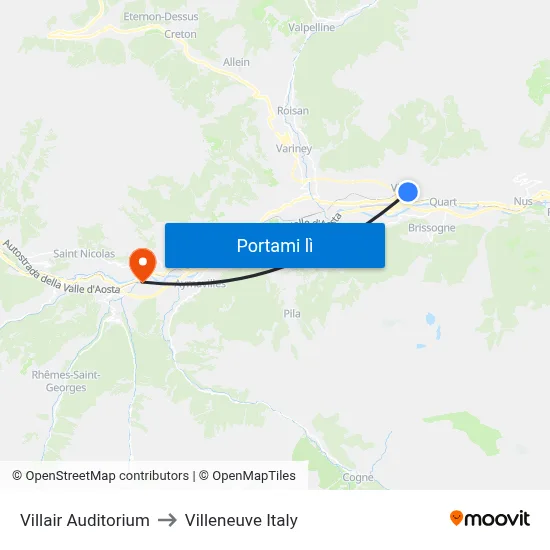 Villair Auditorium to Villeneuve Italy map