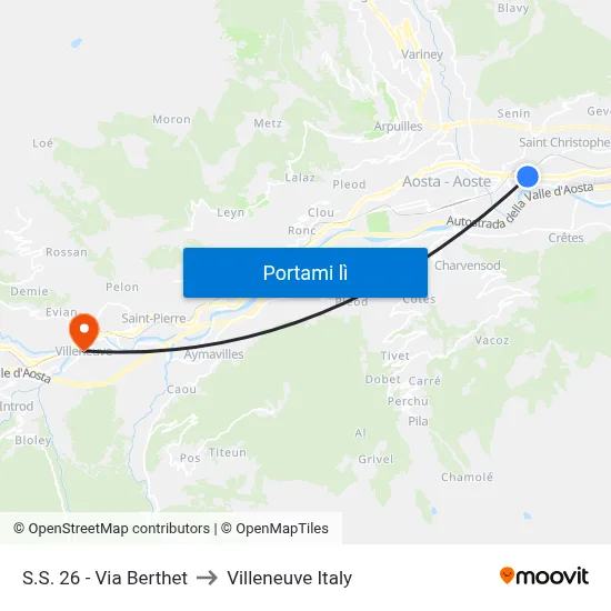 S.S. 26 - Via Berthet to Villeneuve Italy map