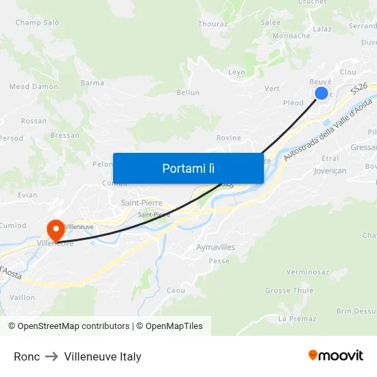 Ronc to Villeneuve Italy map
