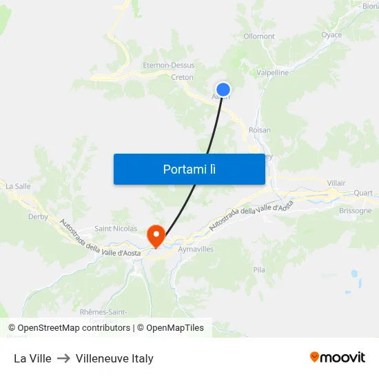 La Ville to Villeneuve Italy map