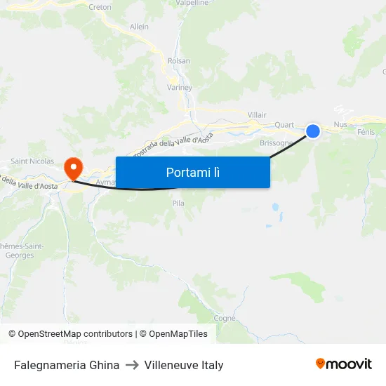 Falegnameria Ghina to Villeneuve Italy map