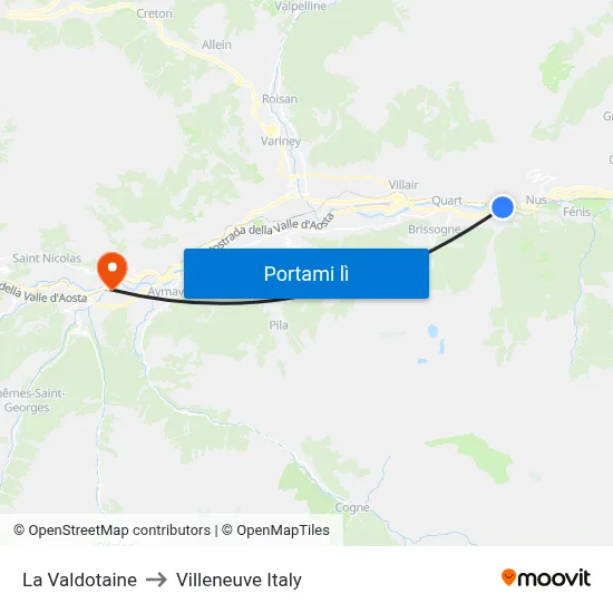 La Valdotaine to Villeneuve Italy map