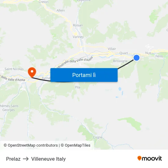 Prelaz to Villeneuve Italy map