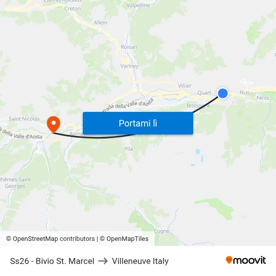 Ss26 - Bivio St. Marcel to Villeneuve Italy map