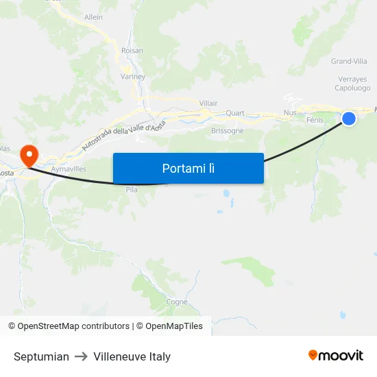 Septumian to Villeneuve Italy map