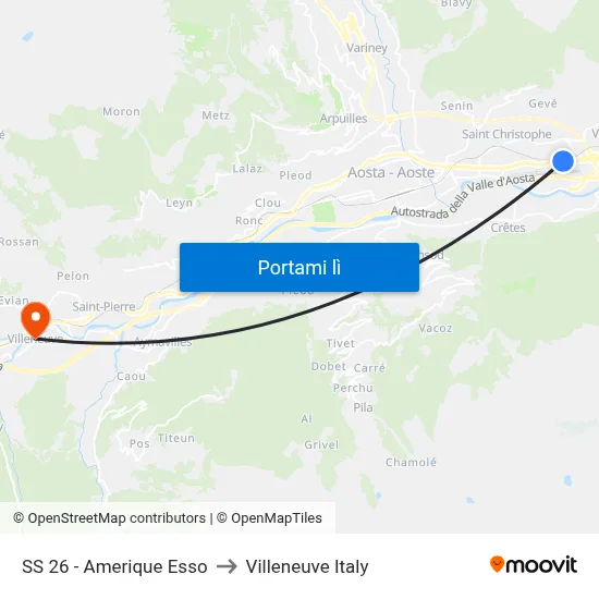 SS 26 - Amerique Esso to Villeneuve Italy map