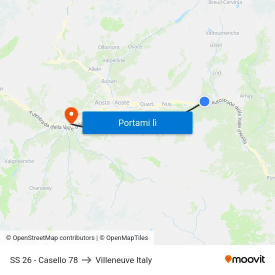 SS 26 - Casello 78 to Villeneuve Italy map