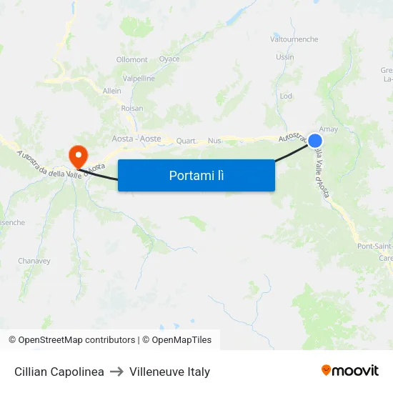 Cillian Capolinea to Villeneuve Italy map