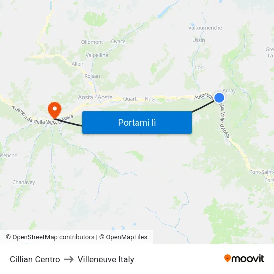 Cillian Centro to Villeneuve Italy map