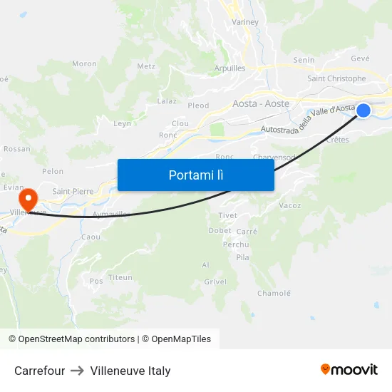 Carrefour to Villeneuve Italy map