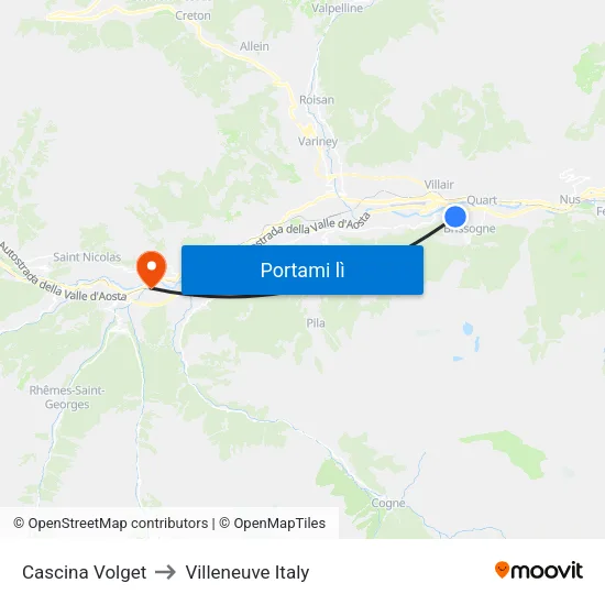 Cascina Volget to Villeneuve Italy map