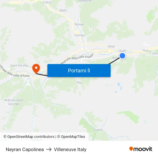 Neyran Capolinea to Villeneuve Italy map