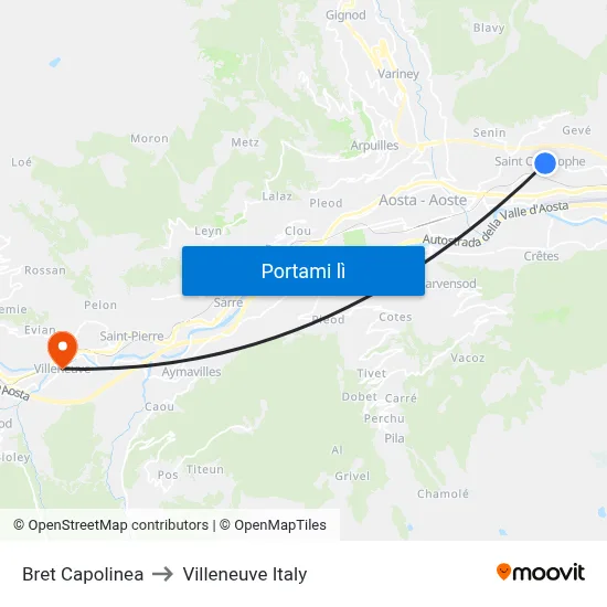 Bret Capolinea to Villeneuve Italy map