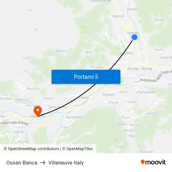 Ossan Banca to Villeneuve Italy map