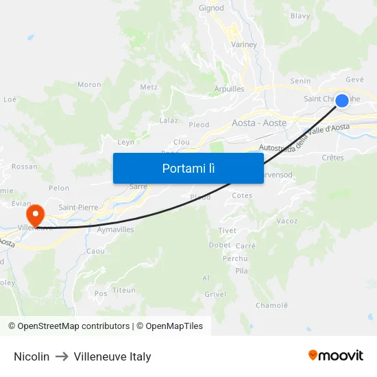 Nicolin to Villeneuve Italy map