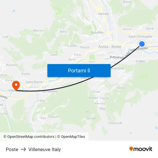 Poste to Villeneuve Italy map