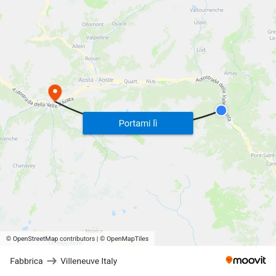 Fabbrica to Villeneuve Italy map
