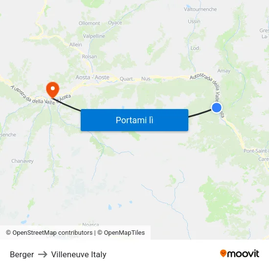 Berger to Villeneuve Italy map