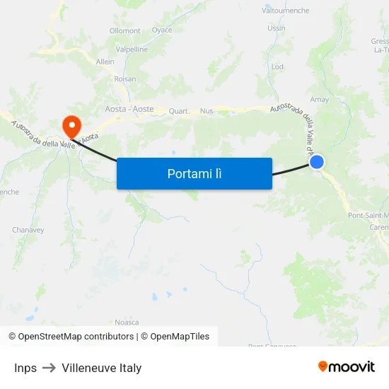 Inps to Villeneuve Italy map