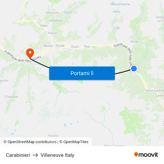 Carabinieri to Villeneuve Italy map