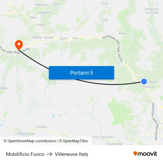 Mobilificio Fuoco to Villeneuve Italy map