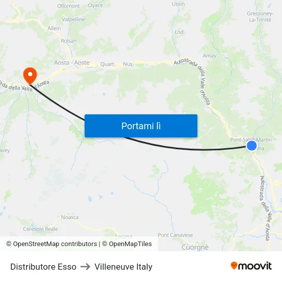Distributore Esso to Villeneuve Italy map
