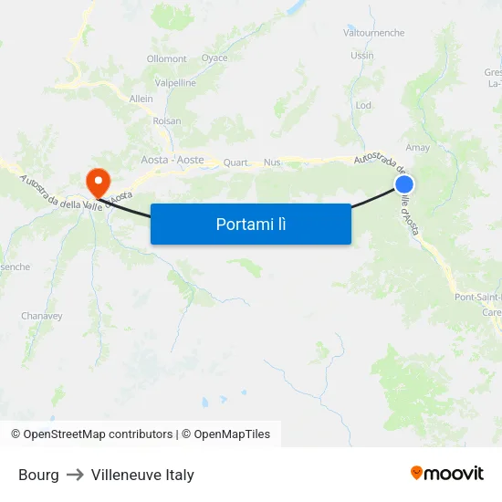 Bourg to Villeneuve Italy map