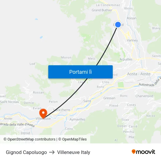 Gignod Capoluogo to Villeneuve Italy map