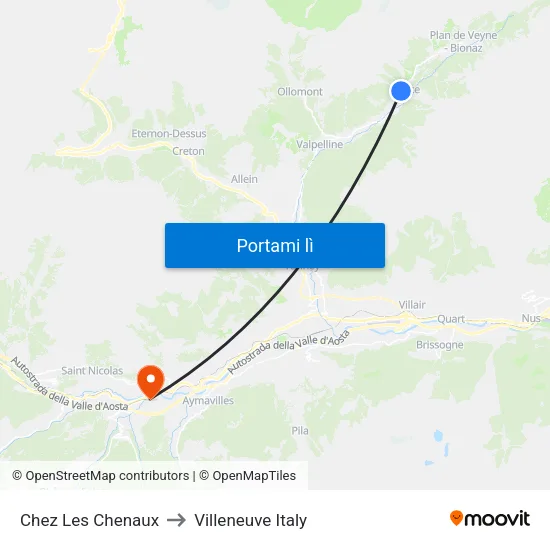 Chez Les Chenaux to Villeneuve Italy map