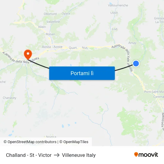 Challand - St - Victor to Villeneuve Italy map