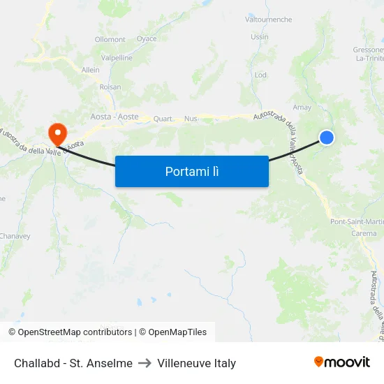 Challabd - St. Anselme to Villeneuve Italy map